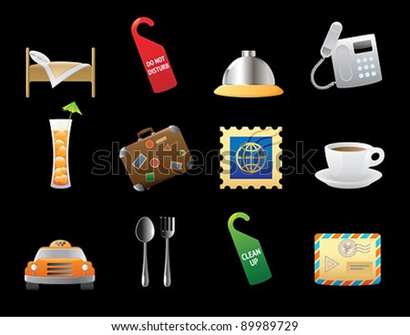 Icons for hotel and services. Vector illustration.