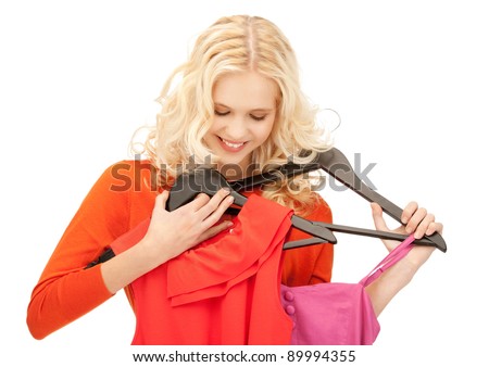 bright picture of lovely woman with clothes