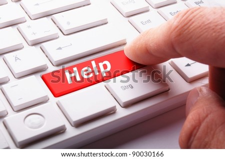 help me concept with key on keyboard from computer