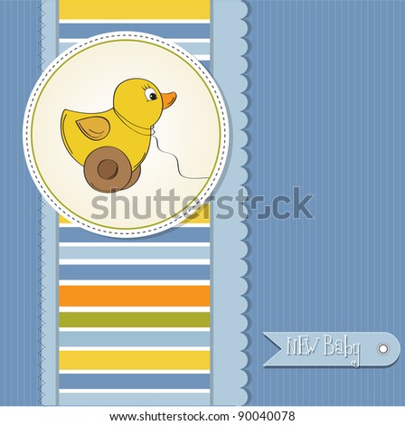 welcome baby card with duck toy