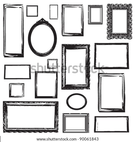 VINTAGE WOODEN FRAMES WALL GALLERY. Vector illustration. wall pattern and graphic elements.