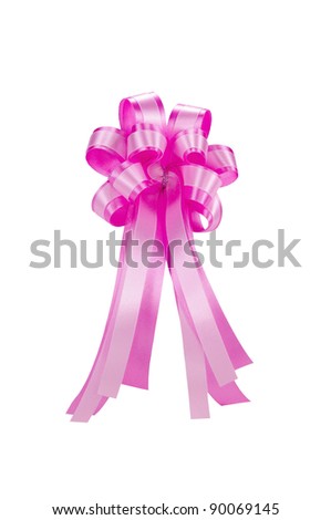pink ribbon bow isolated on white, clipping path included