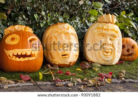 four halloween pumpkins