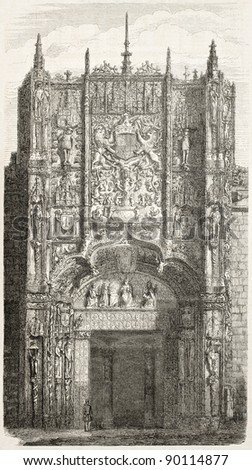 Colegio de San Gregorio portal, Valladolid. Created by Marc,  published on L'Illustration, Journal Universel, Paris, 1858