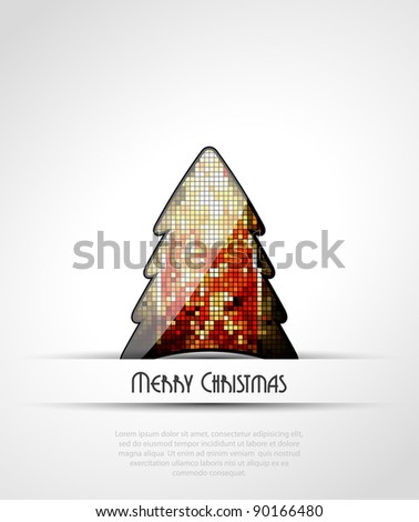 Christmas background. Mosaic Christmas tree icon. Vector illustration.