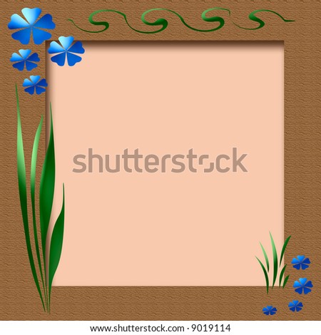spring flowers and vines frame  with pink cutout center