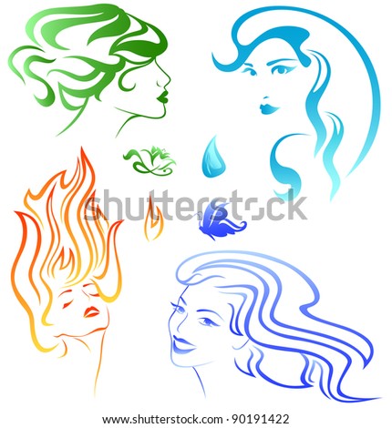 raster - four elements concept - fire, air, water and earth (vector version is available in my portfolio)