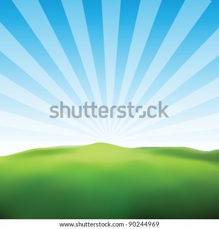 Landscape Sunny Ray Background Vector