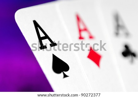 playing cards on a colorful green soft background