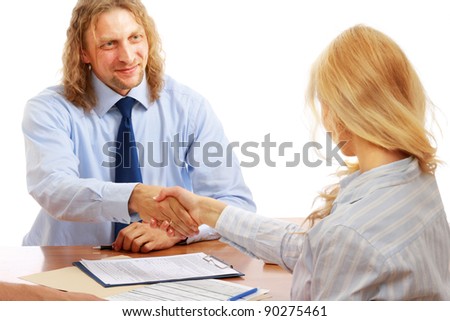 Business handshake, isolated on white background