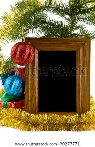 gifts and photo on a white background