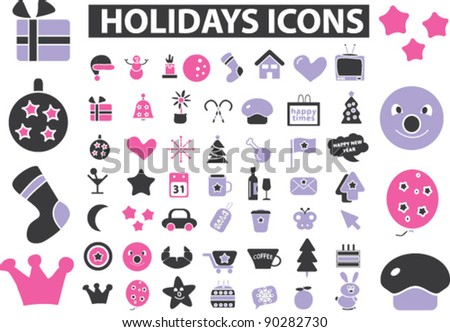 winter holidays icons set, vector