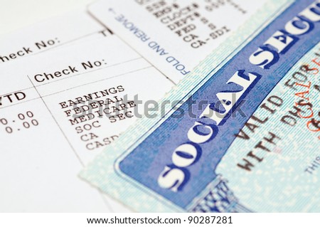 Social security card with statements. Royalty-Free Stock Photo #90287281