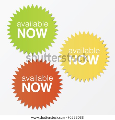 Available now stickers with shadow and three different colors. Royalty-Free Stock Photo #90288088