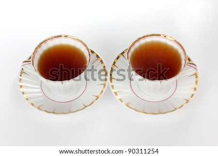 Color photo of china cups of tea Royalty-Free Stock Photo #90311254