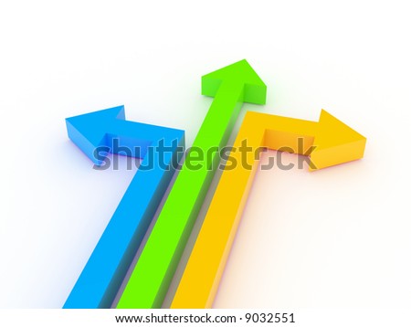 Arrows in three directions Royalty-Free Stock Photo #9032551