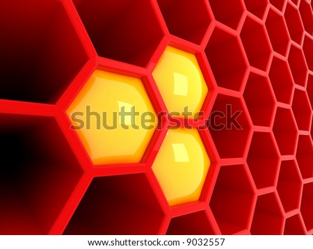 High tech 3d red honeycomb Royalty-Free Stock Photo #9032557
