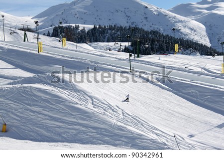 Station of ropeway. Ski resort. Italian Mountains.