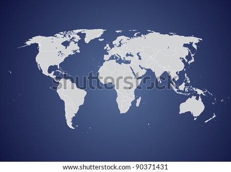 World vector map (gray on blue background)