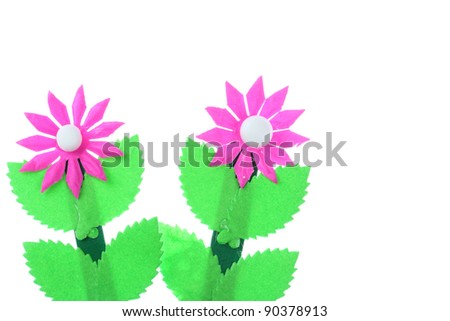   flower invents from paper on white background