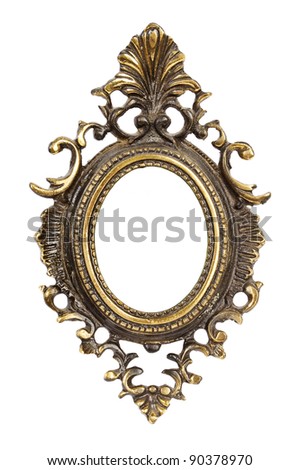 Ornamented, very old, gold plated empty picture frame for putting your pictures in. Isolated on white background.