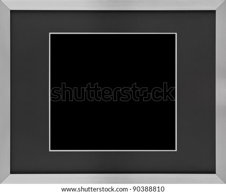 Modern aluminum frame with mat isolated on black
