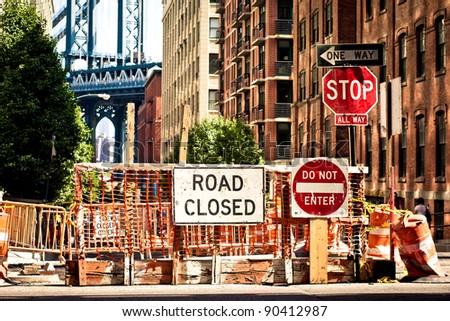 Road closed sign on New York street