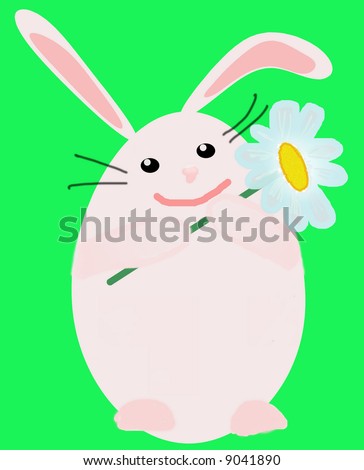 cute pink easter bunny with a daisy