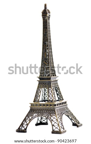 paris eiffel tower model isolated on white background in studio