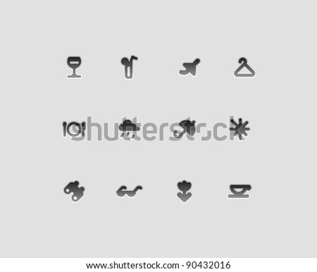 Icons for entertainment, travel and leisure. Raster version. Vector version is also available.