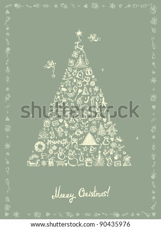 Christmas card, sketch drawing for your design