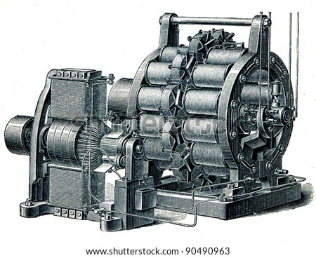 dynamo AC exciter Siemens - an illustration of the encyclopedia publishers Education, St. Petersburg, Russian Empire, 1896