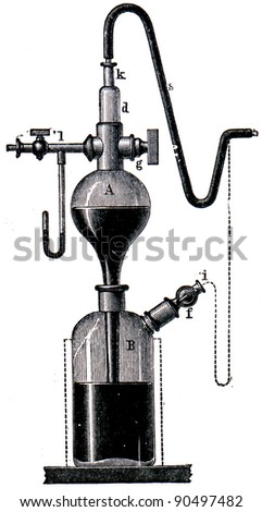mercury pump Poggendorff - an illustration of the encyclopedia publishers Education, St. Petersburg, Russian Empire, 1896