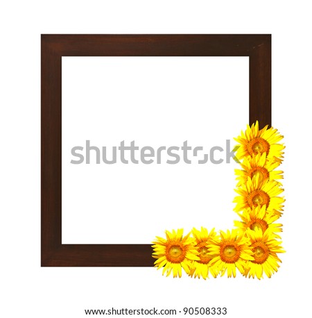 sqaure wooden photo frame decorated with sunflowers