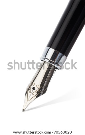 tip of the fountain pen isolated with clipping path on white background, macro, can be used as concept for signature,  contract Royalty-Free Stock Photo #90563020
