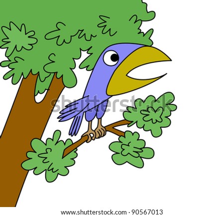 bird drawing on white background, vector illustration