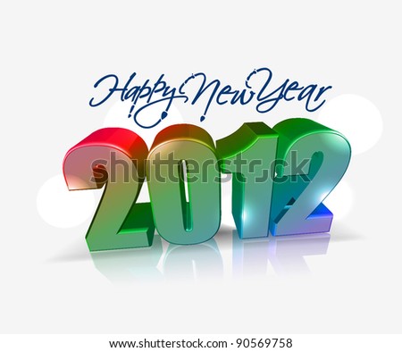 3D 2012 Happy New Year ,vector