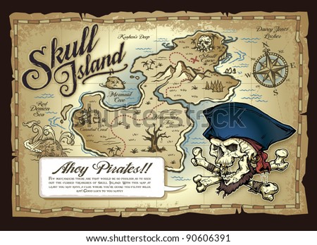 Skull Island Treasure Map Royalty-Free Stock Photo #90606391