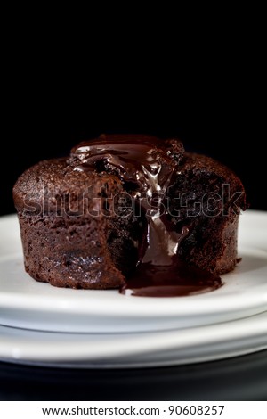 Close up Photograph of a chocolate souffle