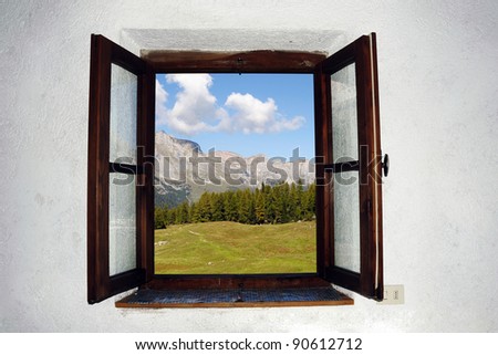 An image of an open window and beautiful picture outside