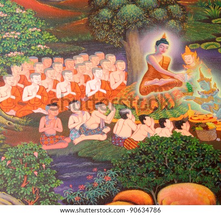 Mural Buddhist religion in the temple.