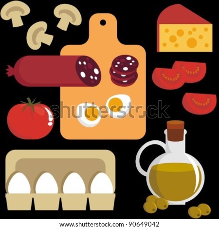 Vector image. Seamless background. Food - the ingredients for pizza