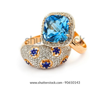 Elegant jewelry ring with jewel stone sapphire Royalty-Free Stock Photo #90650143
