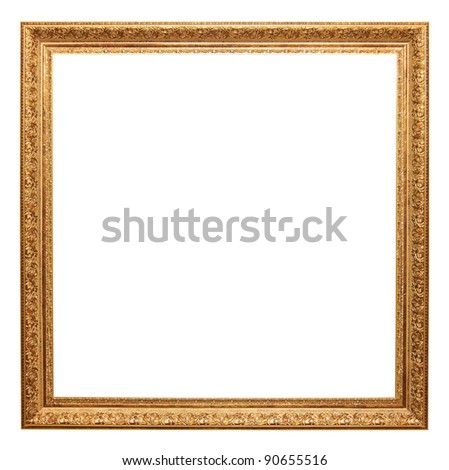 gold picture frame isolated on white with clipping path.
