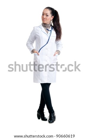 Female doctor isolated over a white background