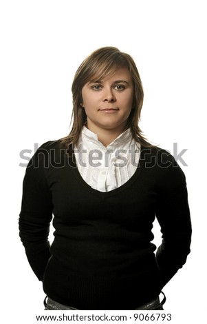 young woman portrait isolated on white background