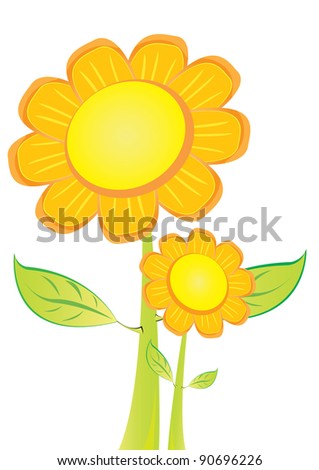 Eco green glossy flowers isolated on white. Vector illustration.