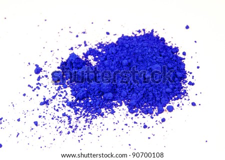 close up of a small portion of ultramarine blue pigment isolated over white Royalty-Free Stock Photo #90700108