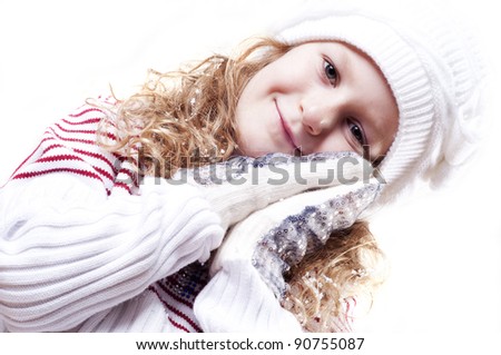 Winter Pleasant Girl isolated on white background