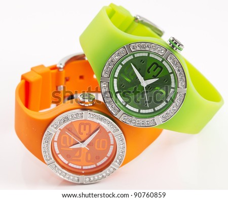 orange and green watches Royalty-Free Stock Photo #90760859